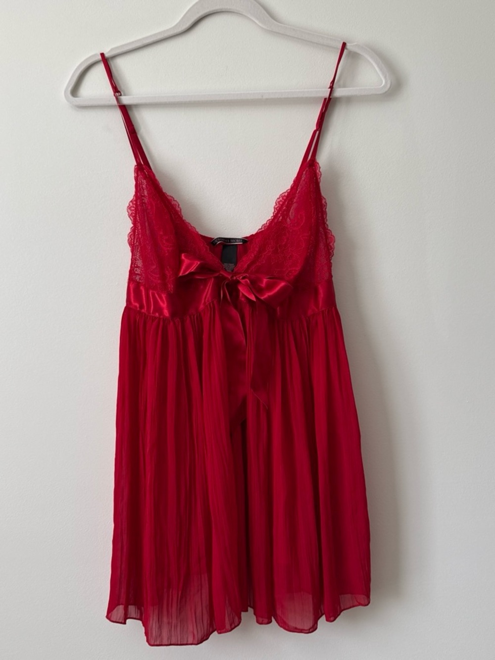 Victoria’s Secret red lace satin bow babydoll lingerie L